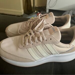 Adidas Women's Light Pink and White Sneakers